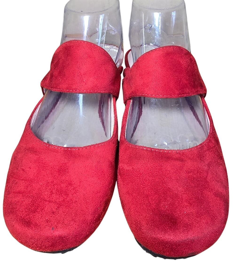 Ashro Womens Shoe Red Suede Mary Jane Slides Pumps Size 10 Excellent Condition